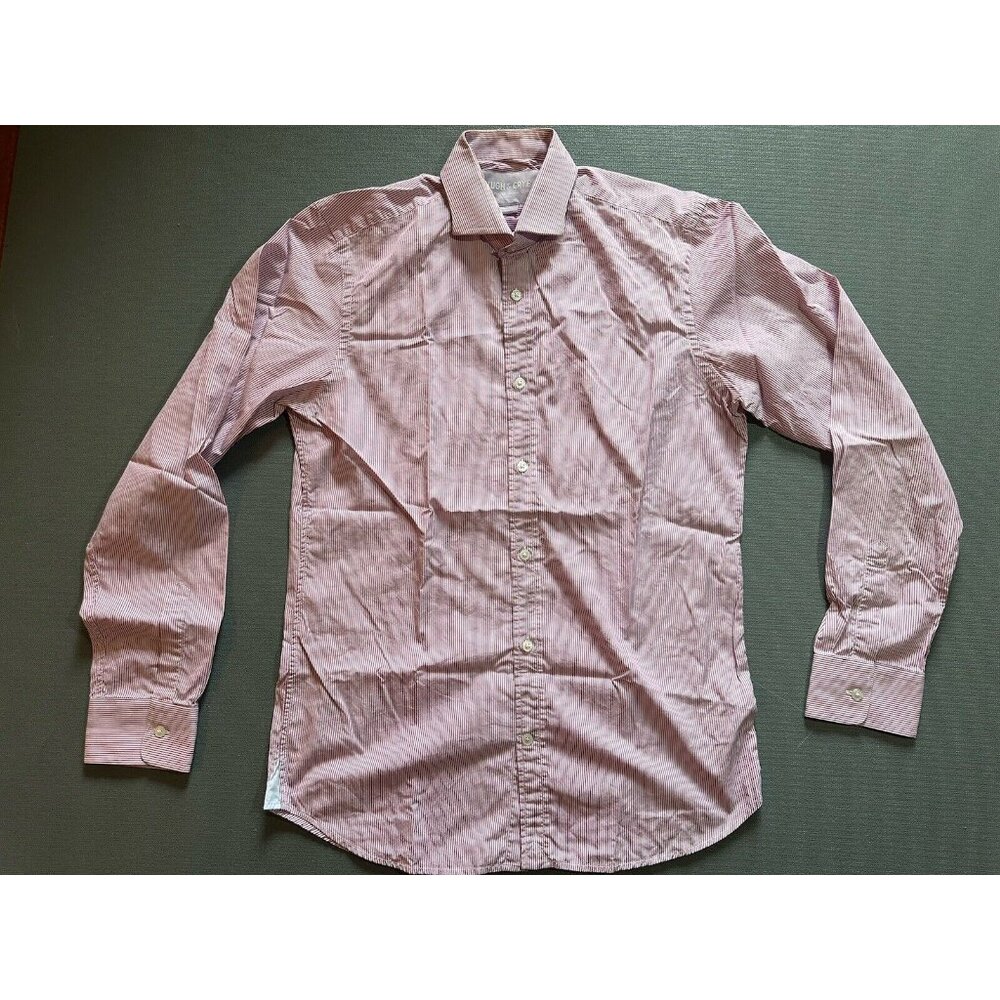 Hugh & Crye Shirt Medium Tall Slim Lean Red Striped